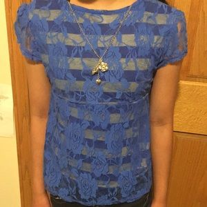 Lace Overlay Girls Top